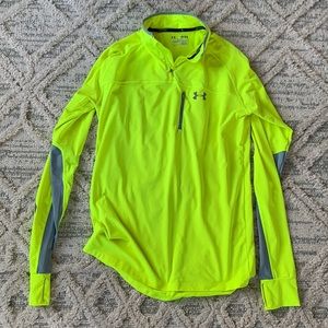 Under Armour neon yellow running 3/4 zip jacket - medium